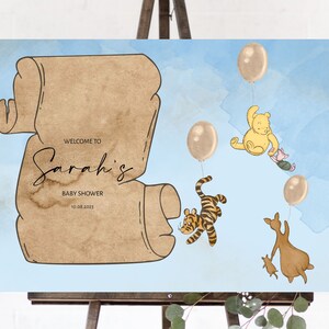 Winnie The Pooh Baby Shower Welcome Sign,  Winnie Pooh Sign, Gender neutral Welcome Sign, Digital File, EDITABLE, download