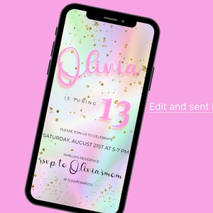 Neon Birthday Invitation, Pink Birthday Invitation, 13th Birthday Invitation, Birthday Invitation, Digital Birthday