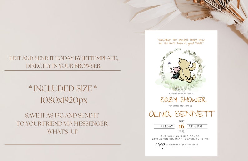 Classic Winnie the Pooh Baby Shower Evite Invitation Winnie Etsy