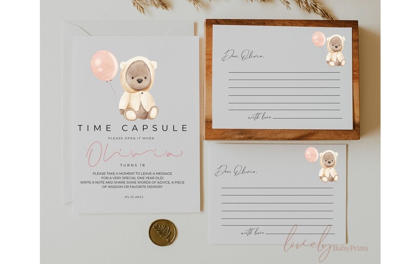 Time Capsule Sign First Birthday, Bear 1st Birthday Time Capsule Sign ...