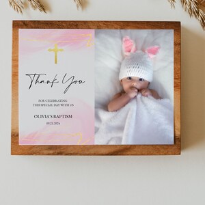 Baptism Thank You Card, Thank you Christening Card, Pink Thank You Card, Girls, Modern Baptism Thank You Card, Editable, Download