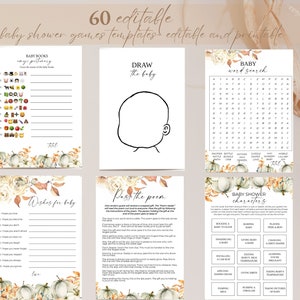 Pumpkin Baby Shower Games Bundle, Pumpkin game package,  Fall Pumpkin Baby Shower Activity, Baby Shower Game Pack, Printable Game, Download