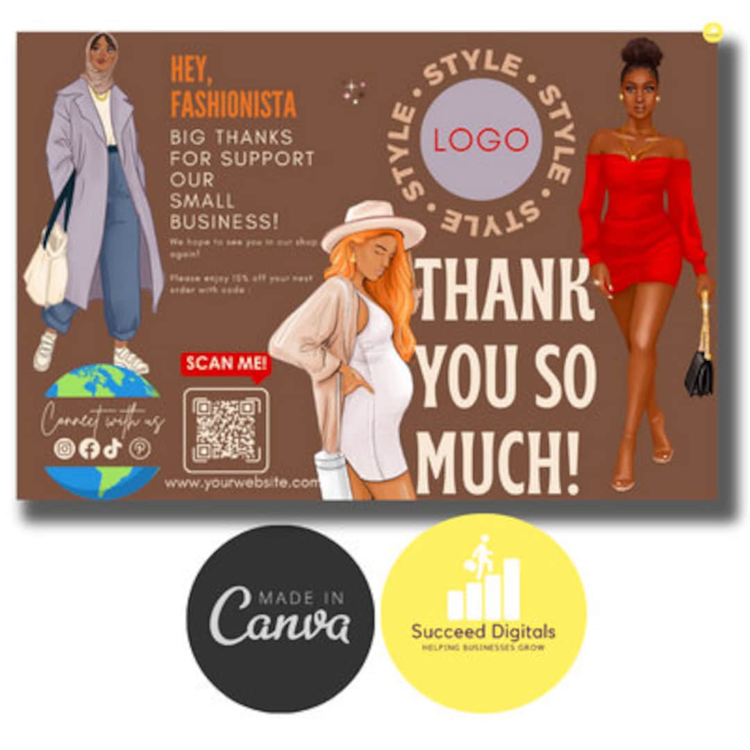 Fashion Brand Thank You Cards | Printable and Editable With Canva ...