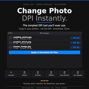 写真DPI変更ツール – 即時一括処理（デジタルダウンロード）