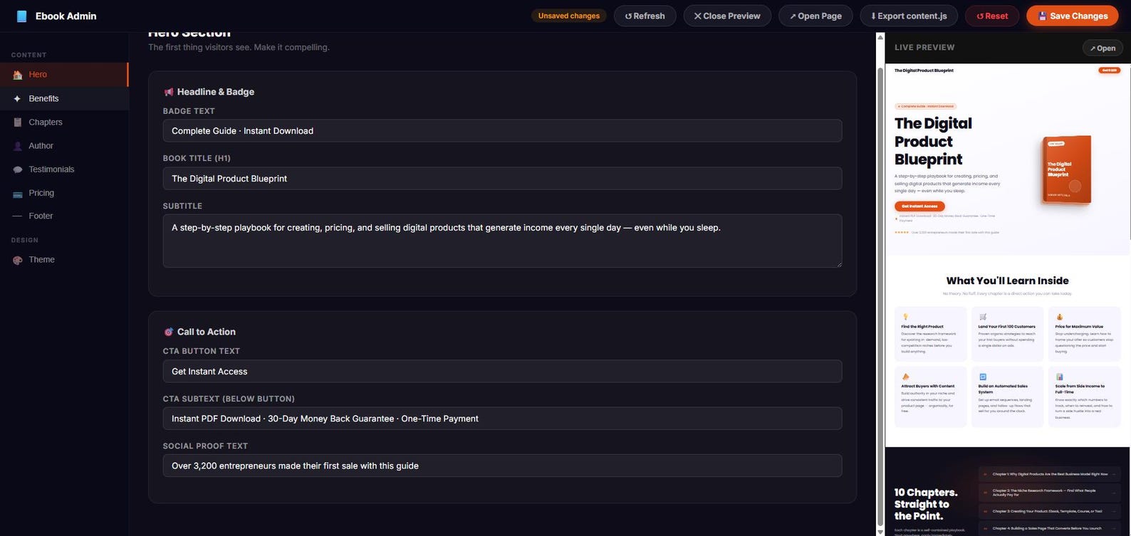 Ebook Website Landing Page Template | HTML CSS JS Sales Page (digital ...