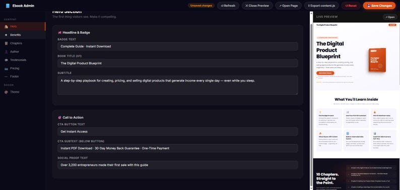 Ebook Website Landing Page Template | HTML CSS JS Sales Page (digital ...