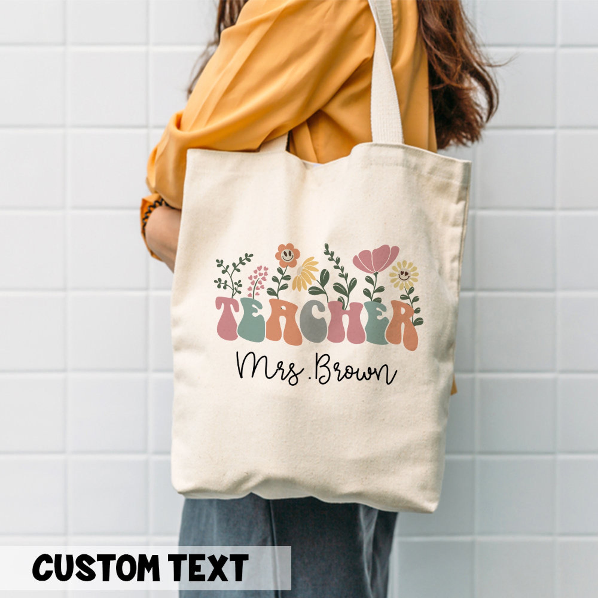 Personalized Teacher Tote Bag, Back To School Gifts For Teacher