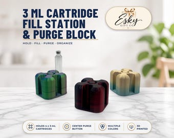 3ml Cartridge Fill Station and Purge Block, Holds 4 Sterile Cartridges, Peptide and Insulin Cartridge Filling Stand, Many Colors