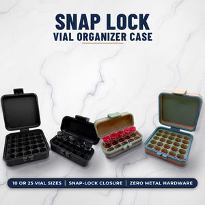 Peptide & GLP-1 Vial Organizer Case, Snap Lock, 10 or 25 Slots