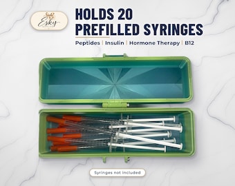 Prefilled Syringe Case, Holds 20 x 1-3ml Syringes, Peptide & Insulin Travel Storage, Discreet Medication Organizer, Many Colors