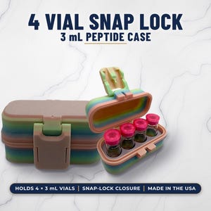 4 Vial 3mL Snap Lock Peptide Case multiple. Colors available 4 vial 3mL snap lock case