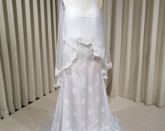 1 & 2 Tier Lace Trim Wedding Veil