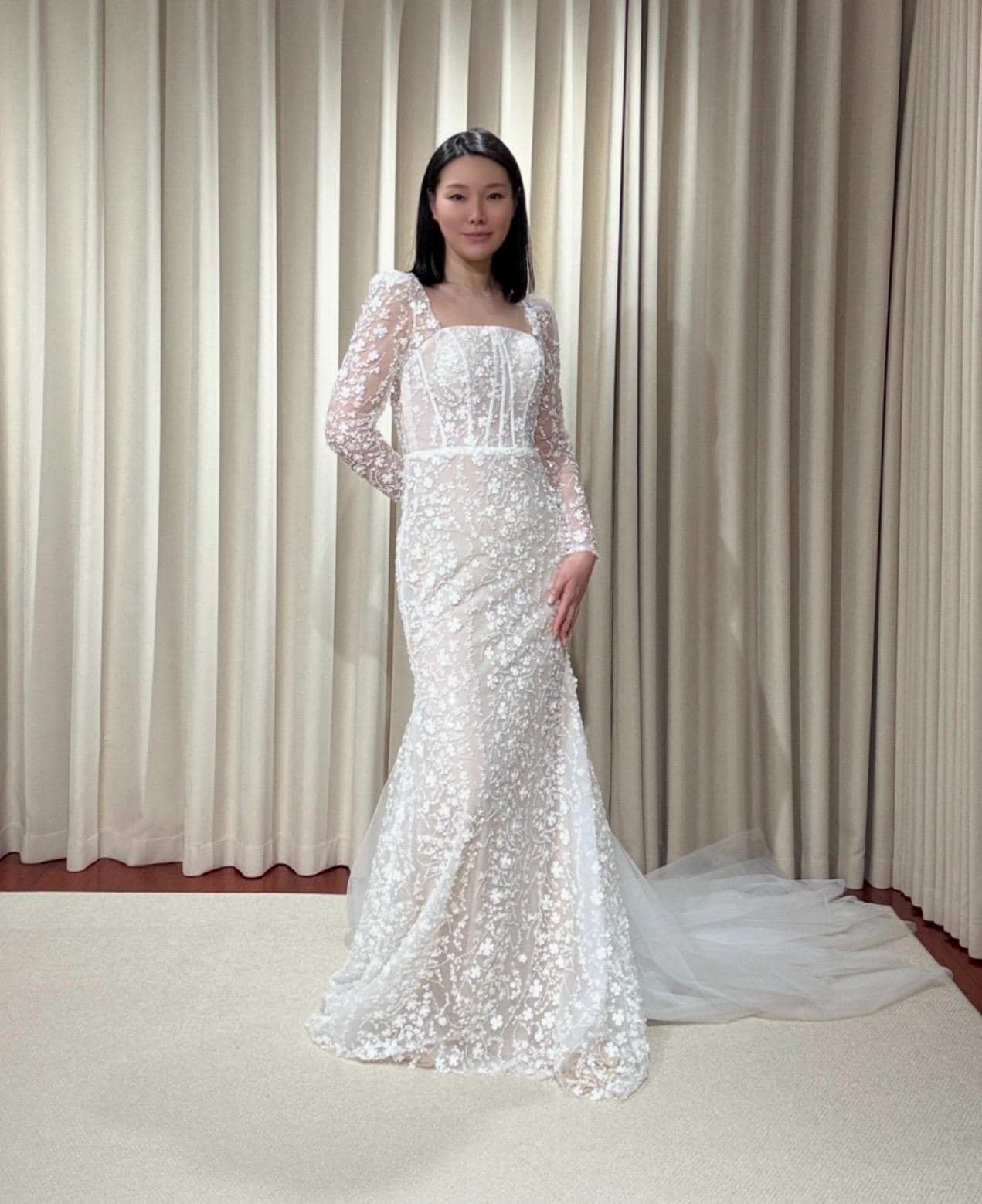 prom dresses long sleeves Gorgeous Long Champagne Off-the-shoulder Sequined Split Prom Dress With Long Sleeves main image 1