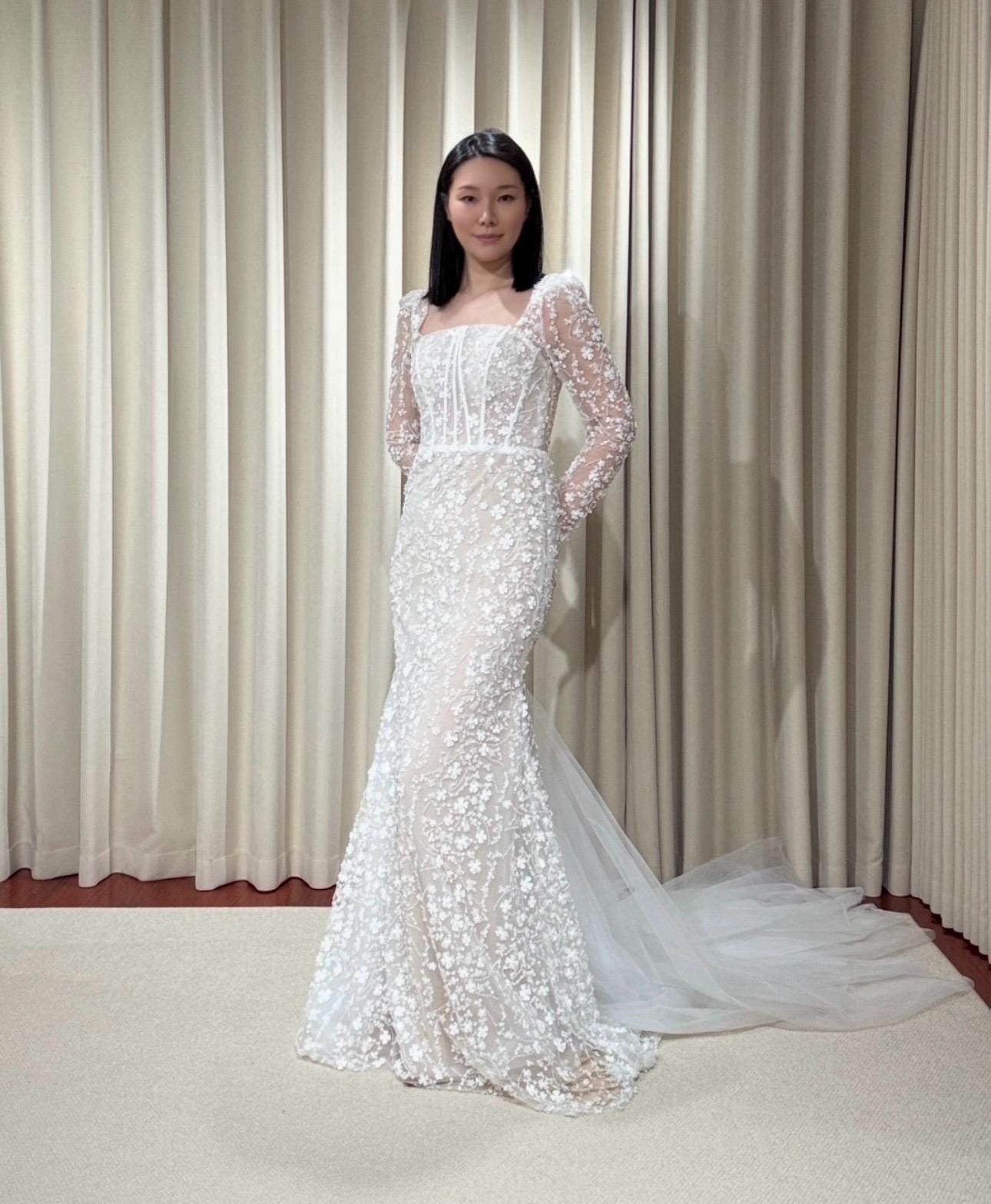chinese dress ladies Zapaka Women Cold Shoulder Tulle Corset Mermaid Wedding Dress with Appliques, Ivory / US22W main image 0