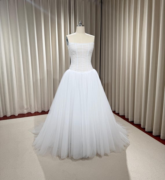 Drop Waist Tulle Corset Wedding Ballgown | Lydia