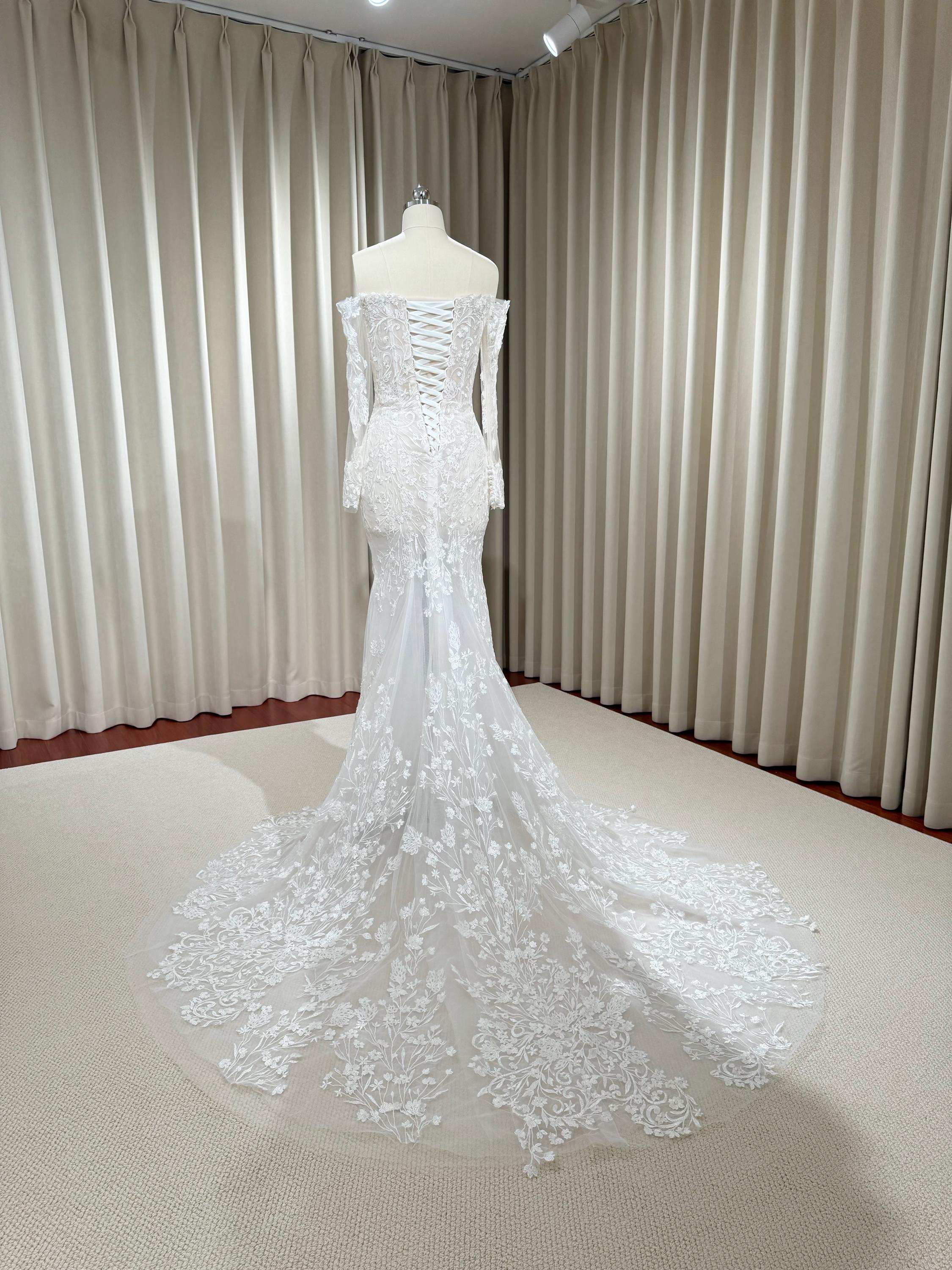 Abiti Da Sposa A Sirena Con Spalle Scoperte, Maniche Lunghe, In Pizzo Eleganti Abiti Da Ballo Personalizzati