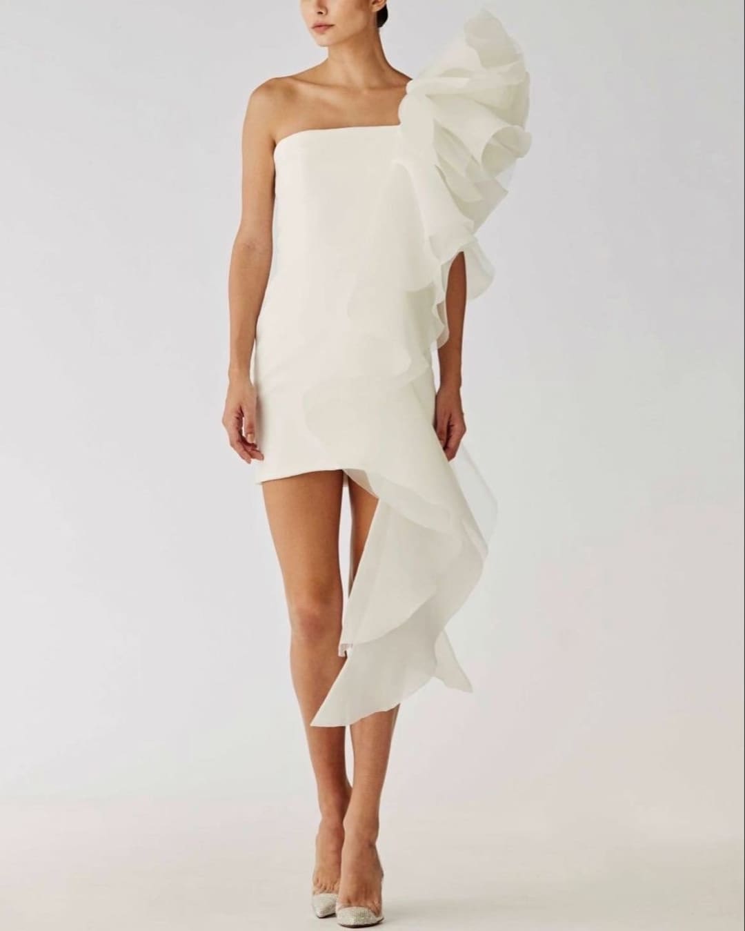 Simple Satin Short Wedding Dress - Strapless A-Line Bridal Shower & Elopement Gown