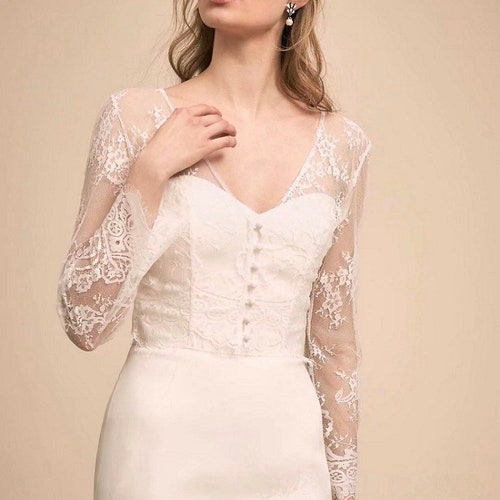 Long White Lace Wedding Dress Bridal Robe Etsy Australia