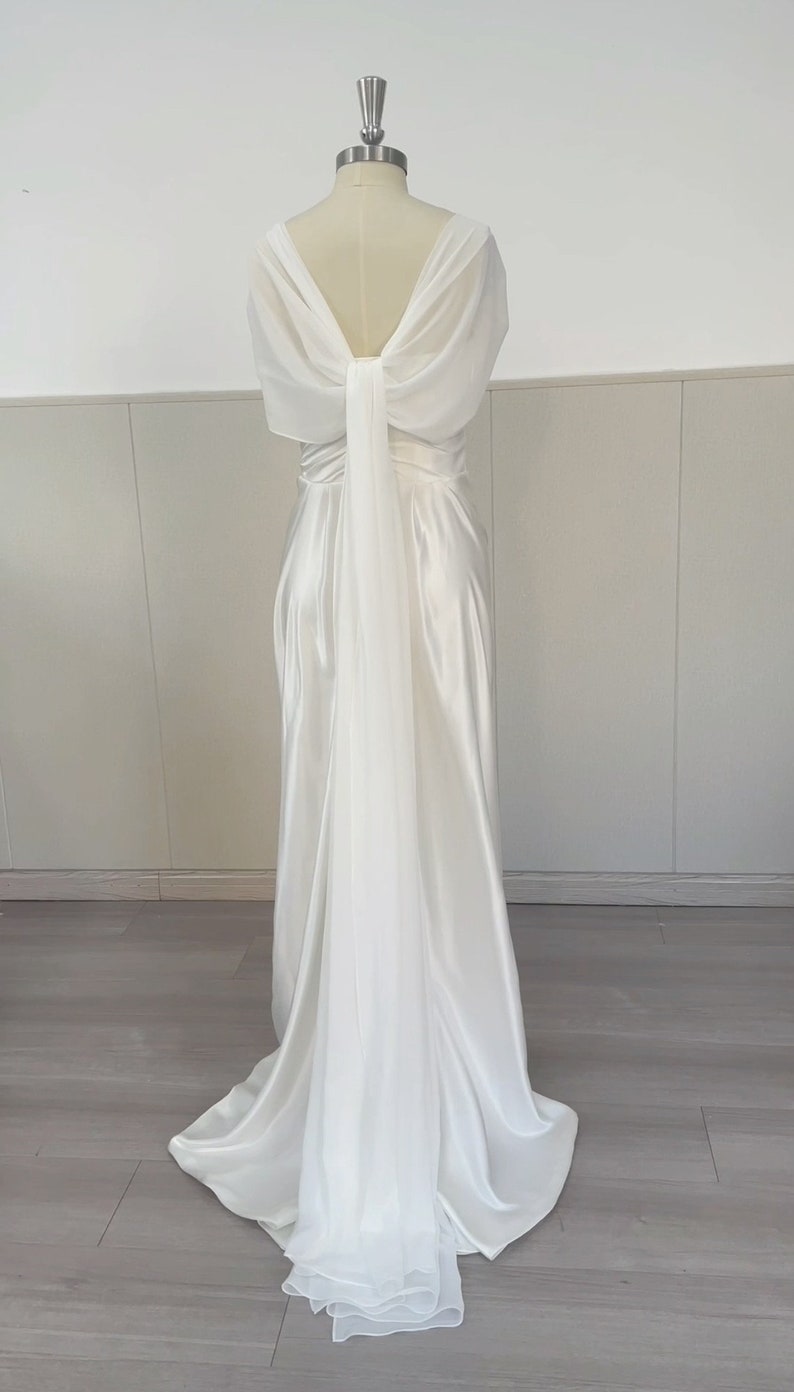 Minimalist Satin Corset Wedding Bridal Dress, Custom Simple Elegant Prom Party Gown, Courthouse Civil Reception Elopement Dress image 4