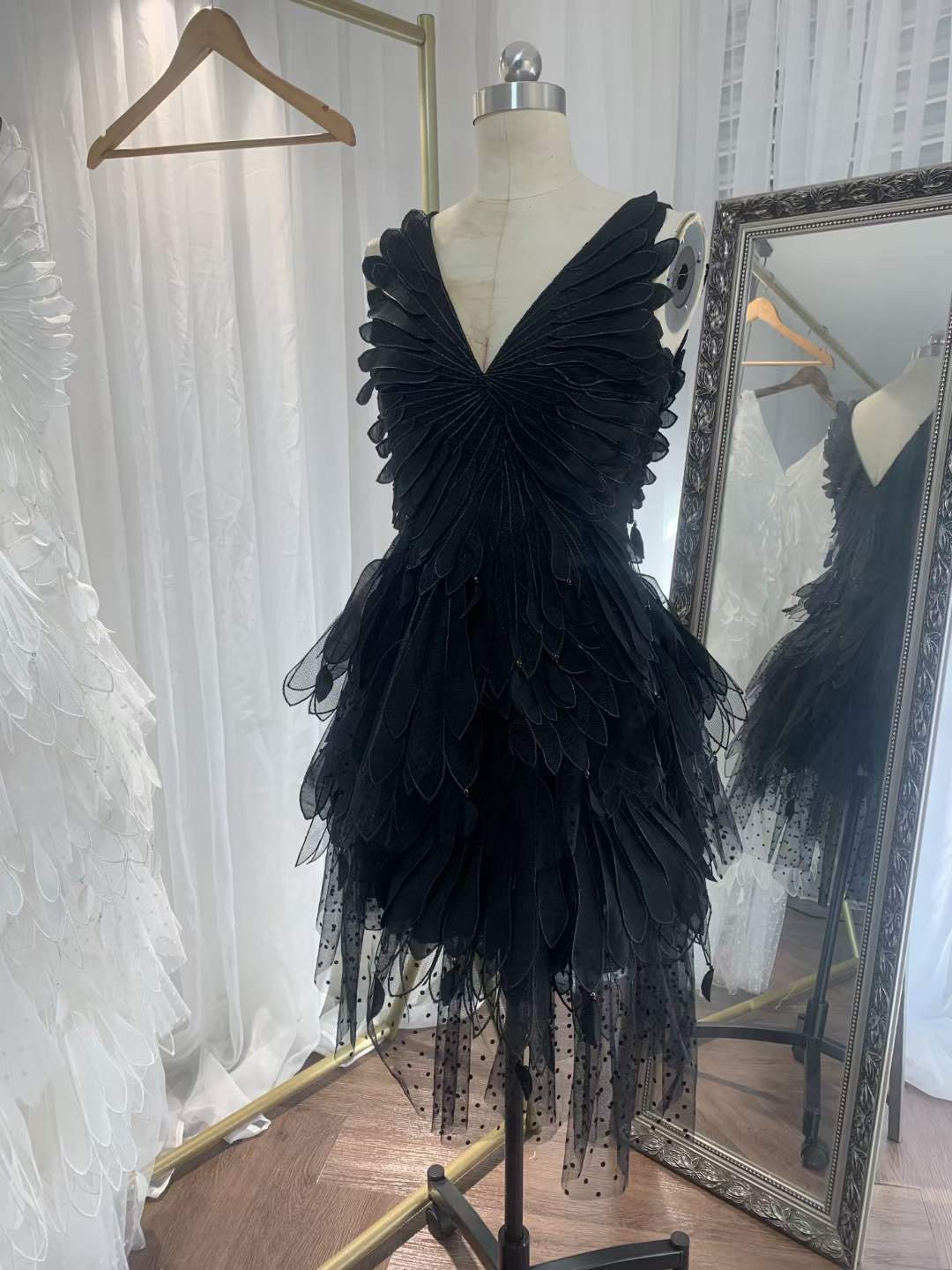 The Swan Mini Dress | Unique Feathered Short Wedding Gown - Etsy