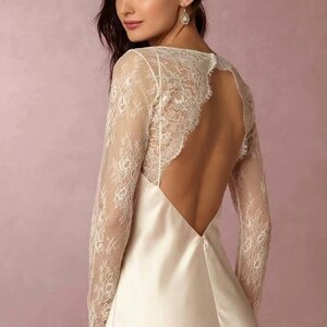 Long Sleeves Lace Wedding Bridal Top Romantic Beach Boho Lolita Princess Elegant Top White & Black