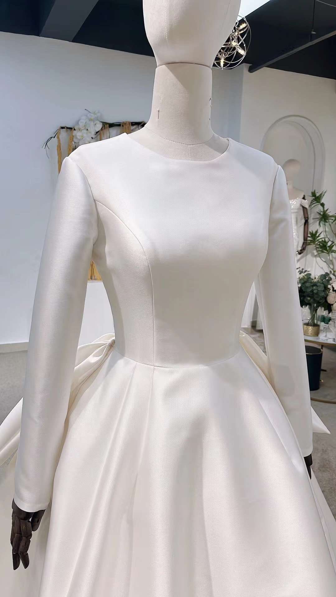 mikado wedding dress long sleeve Plus-Size Mikado Wedding Dress Ester With Sleeves