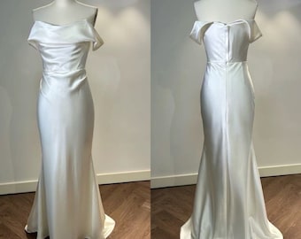 Grace | Minimalist Satin Corset Wedding Bridal Dress, Custom Simple Modest Reception Elopement Dress, Unique Courthouse Civil Wedding Gown