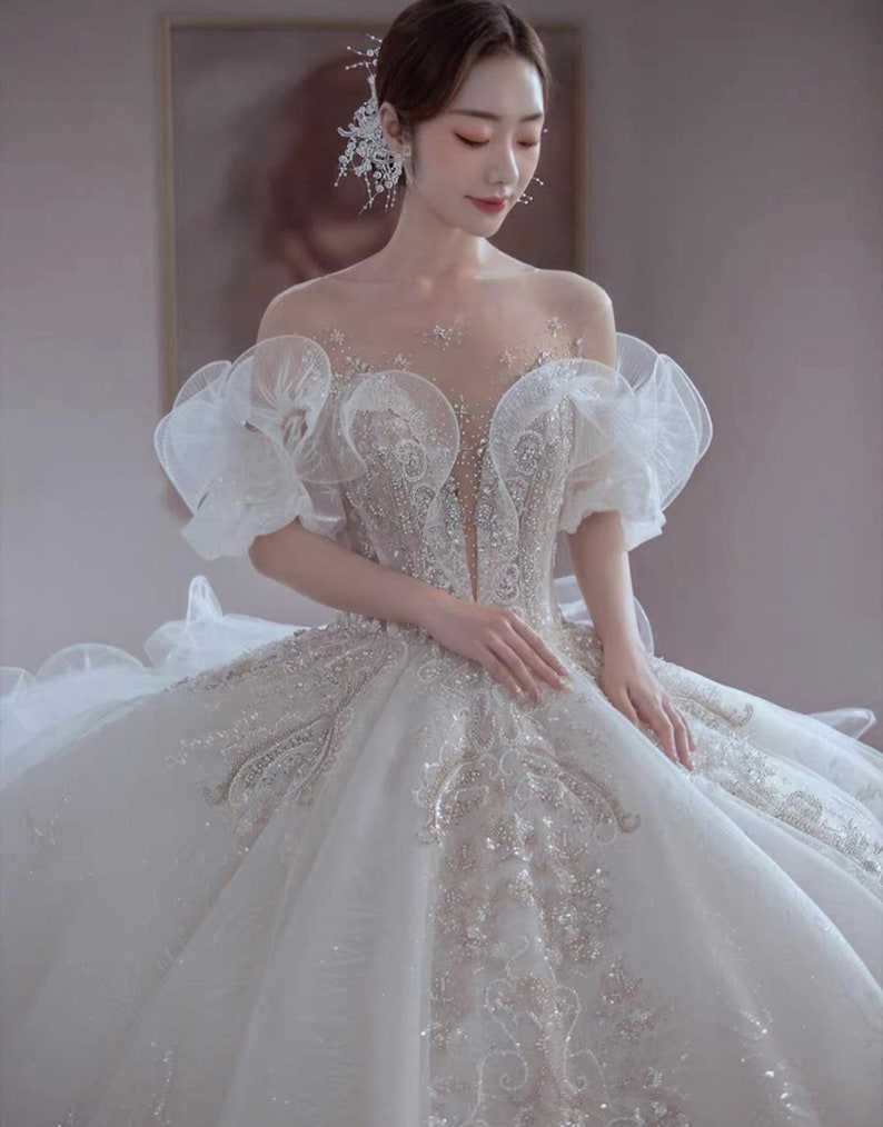 Fairy Strapless A-Line Tulle Birthday Outfits White Wedding Dresses, DP5627