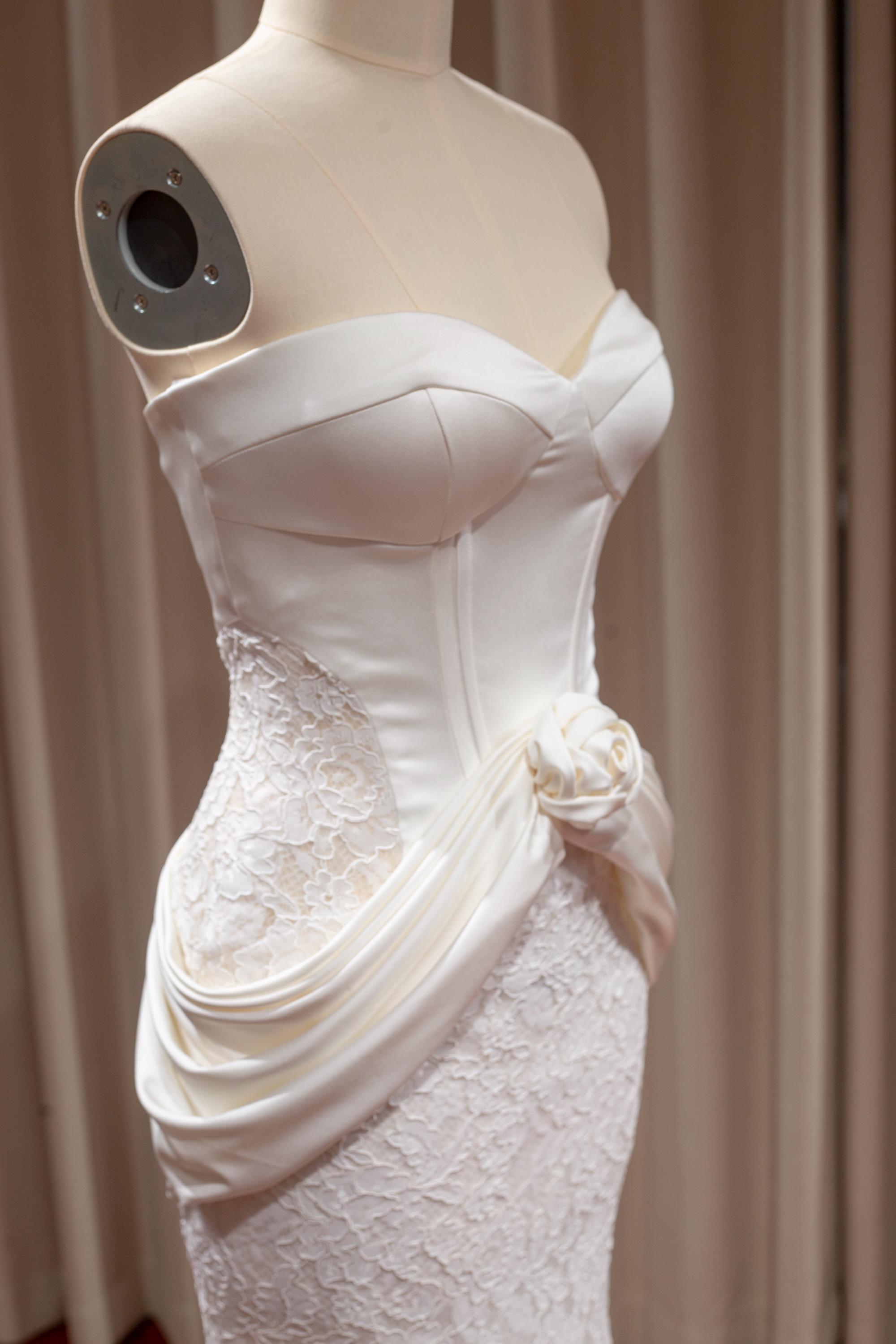 sachin and babi light blue dress Simple Sheer Lace Embellished Mermaid Wedding Dress with High Slit