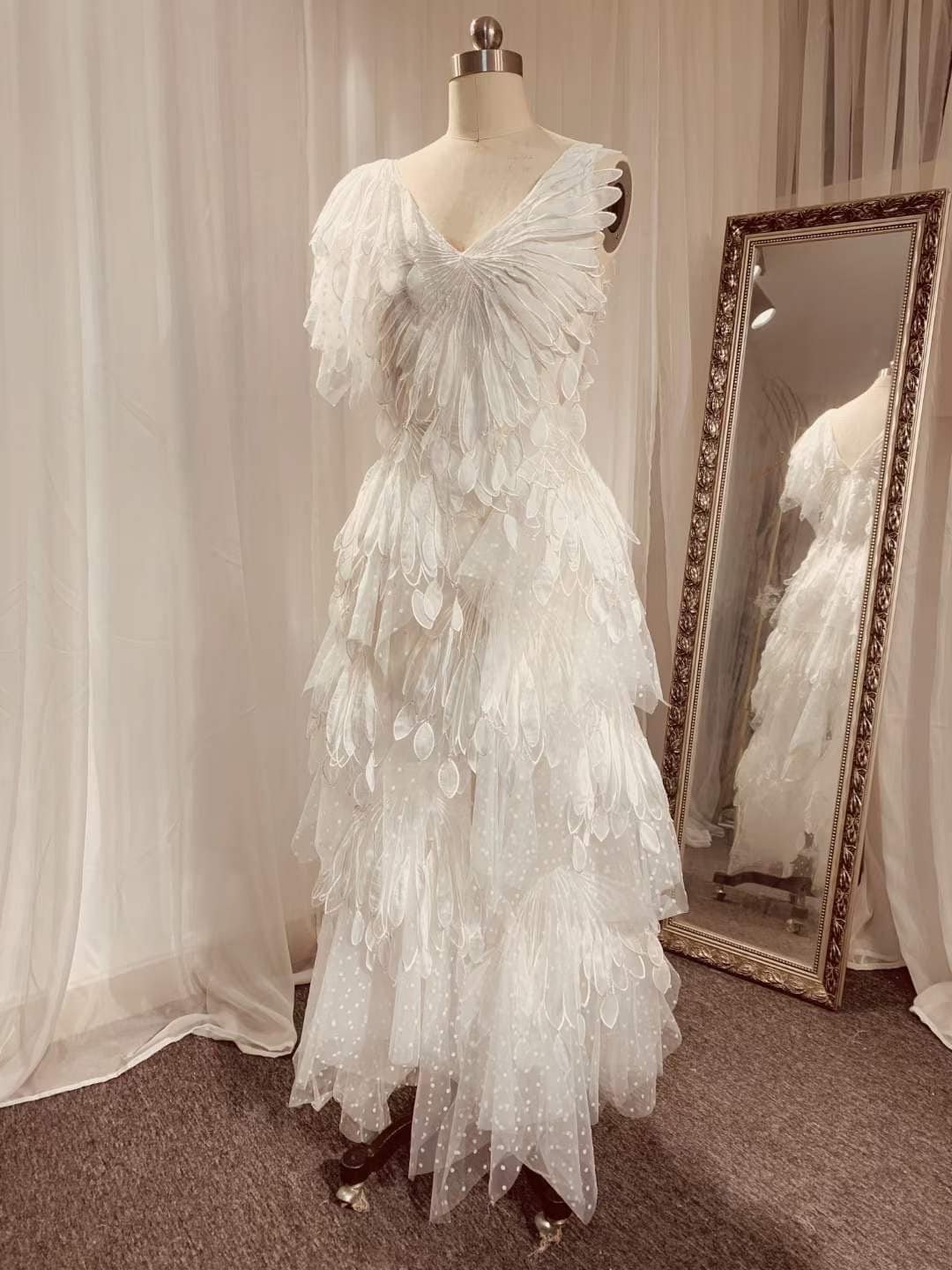 The Swan Dress | Unique Feathered Silk Lining Wedding Gown The Swan Dress | Unique Feathered Silk Lining Wedding Gown