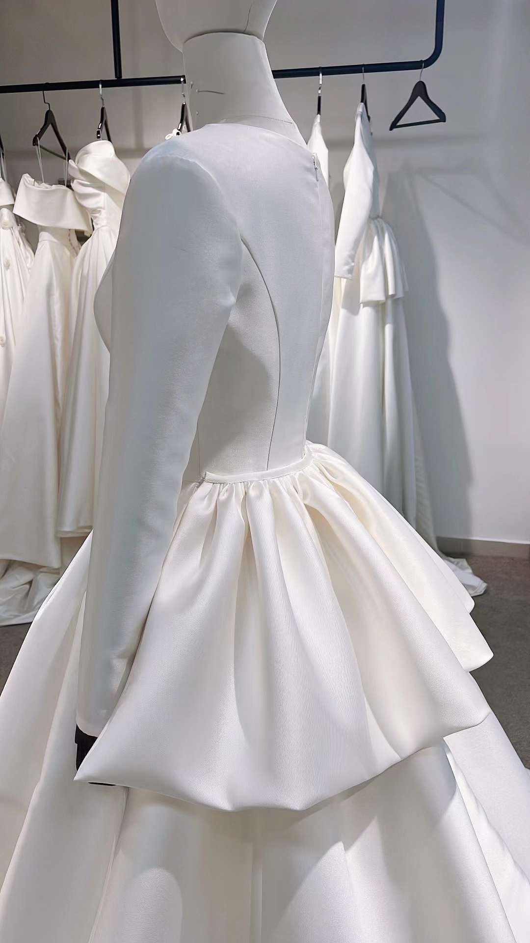 long sleeve mikado wedding dress MERIANN A & M Enterprises Bridal