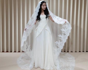 1 Tier Lace Trim Wedding Veil
