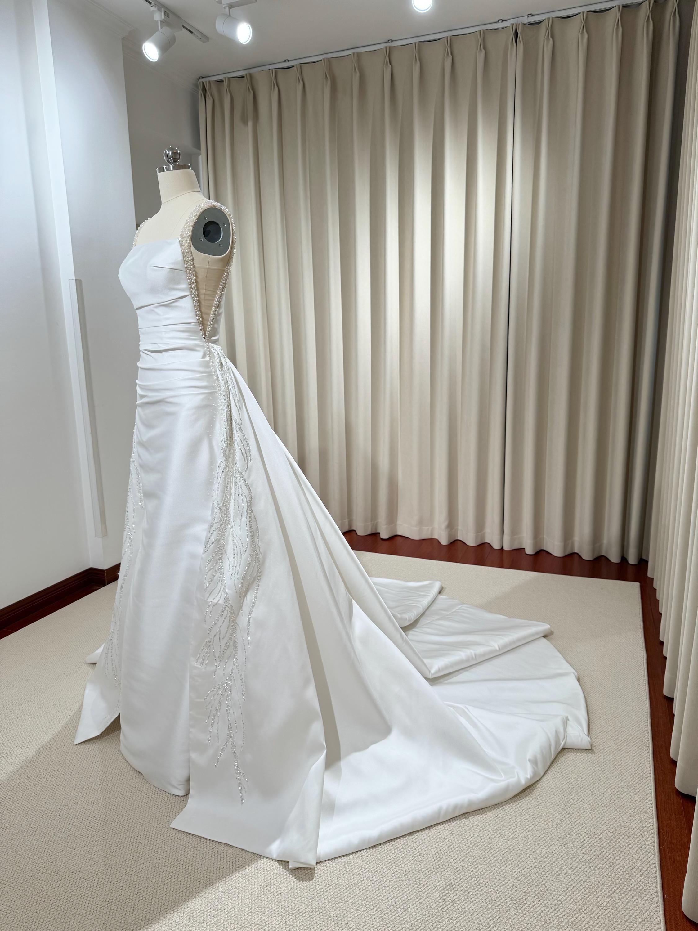 mermaid dress detachable train Elegant V-Neck Slim Prom Party Gowns with Detachable Train Mermaid Eve