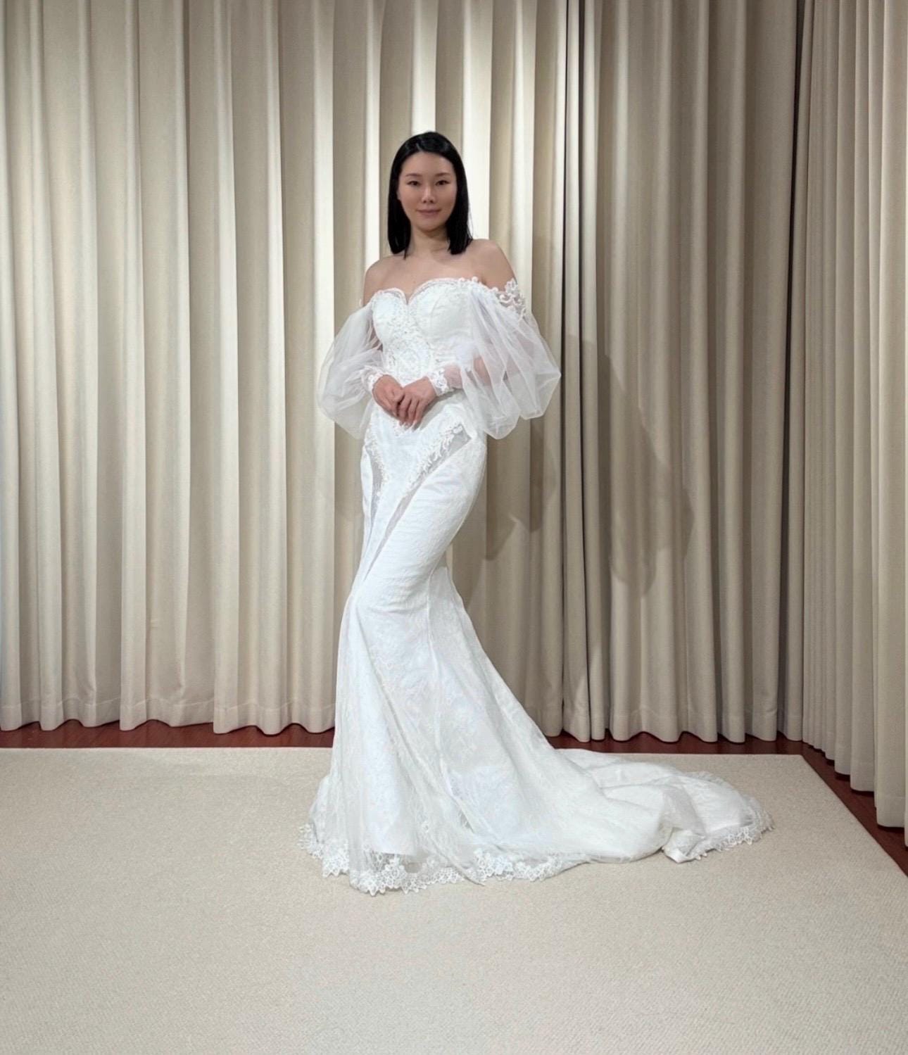 Long Sleeve Lace Mermaid Wedding Dress with Detachable Train | Nova Long Sleeve Lace Mermaid Wedding Dress with Detachable Train | Nova
