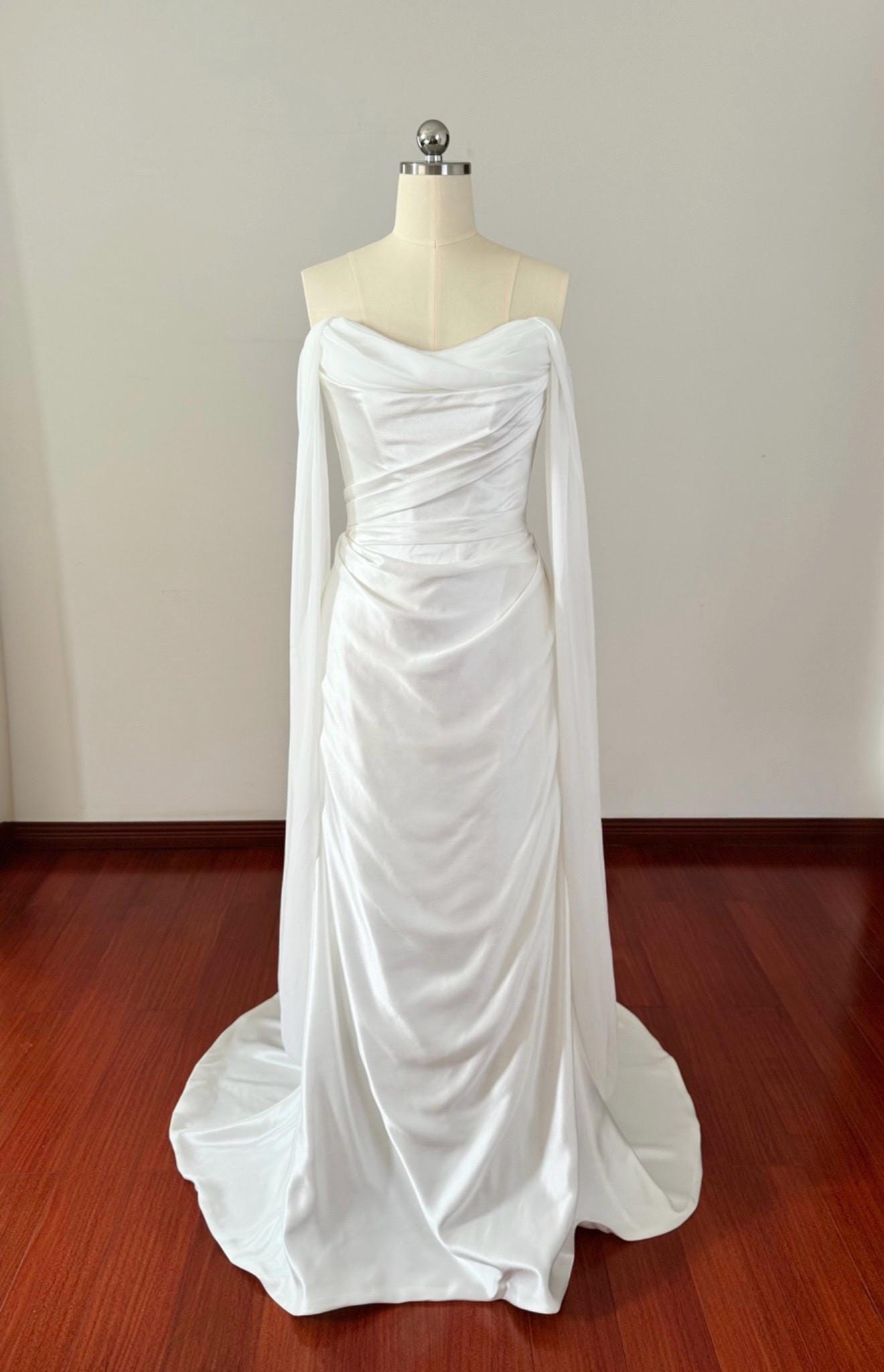 Iris | Minimalist Satin Corset Wedding Bridal Dress, Custom Simple Elegant Prom Party Gown, Courthouse Civil Reception Elopement Dress