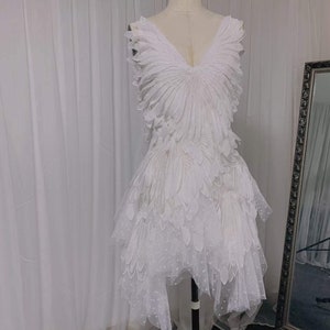 The Swan Mini Dress | Unique short wedding dresses, Rehearsal dinner dress, Elopement Dress, Bridal shower dress, Engagement dress