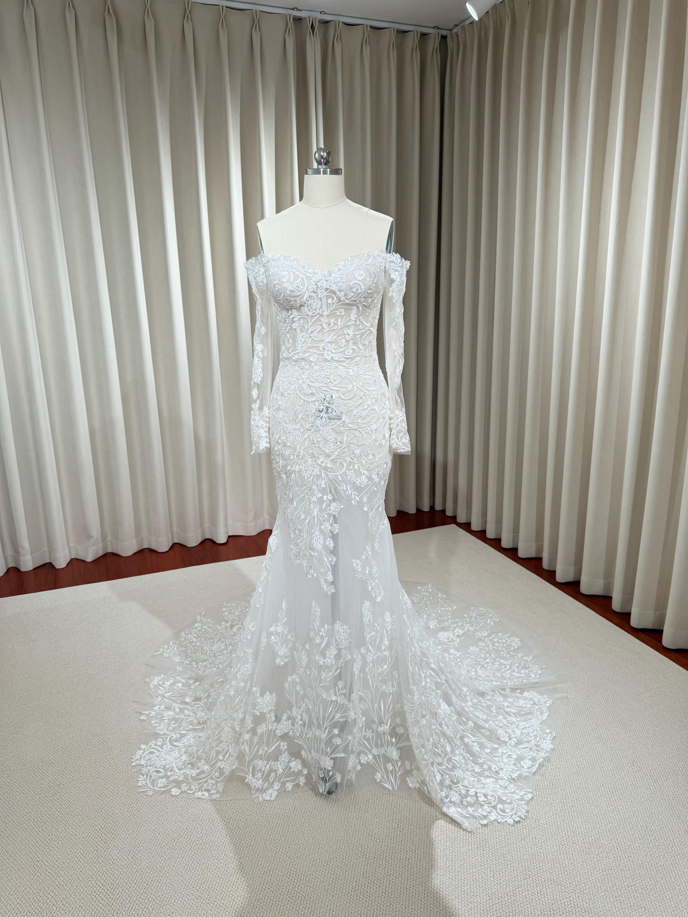 knee length dresses for ladies Ivory White Mermaid Wedding Dresses Detachable Train Bridal Dresses AWD1571 main image 1