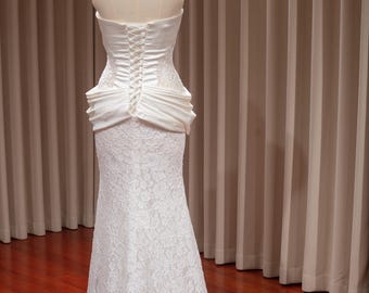 drop waist mermaid wedding dress Luxury Beaded Mermaid Wedding Dresses Removable Long Sleeves 222159 –  Viniodress main image 1