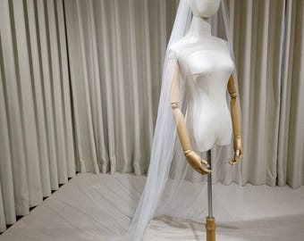 1 Tier Soft Tulle Wedding Veil with Hand Embroidery (Name Initials & Wedding Date)