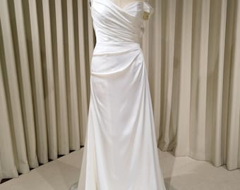 Minimalist One Shoulder Satin Corset Mermaid Wedding Dress | Josie