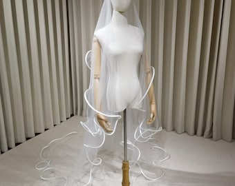 2 Tier Tulle Wedding Veil with Bouncy Satin Edge