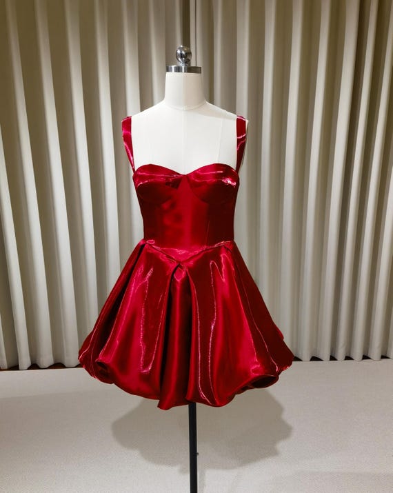 strapless open back dress Cute Sweetheart Neck Red Short Prom Dresses, Red Homecoming Dresses – Shiny  Party main image 0