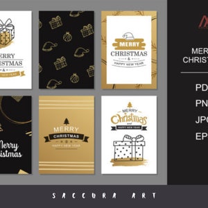 Cartão de Natal para impressão, presente de Natal para download digital, cartões de felicitações especiais, celebração de saudação de Natal em ouro preto