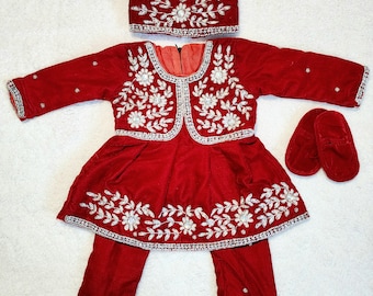 Vestido nepalí pasni para niña/Ceremonia de destete de bebé/Alimentación de arroz/ Annaprasan