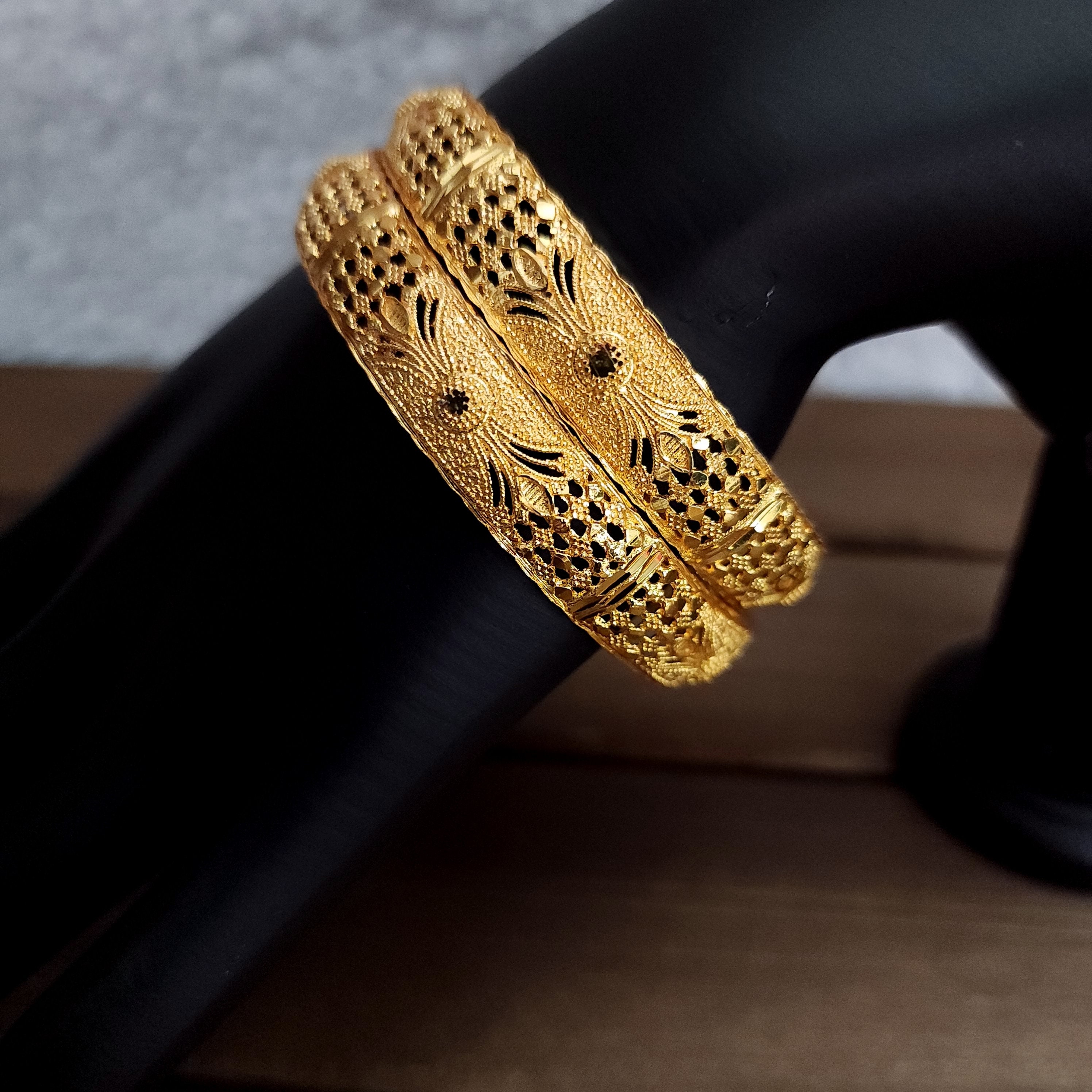 Tangles Gold Gold Plated Bangles Set (pair) - Etsy