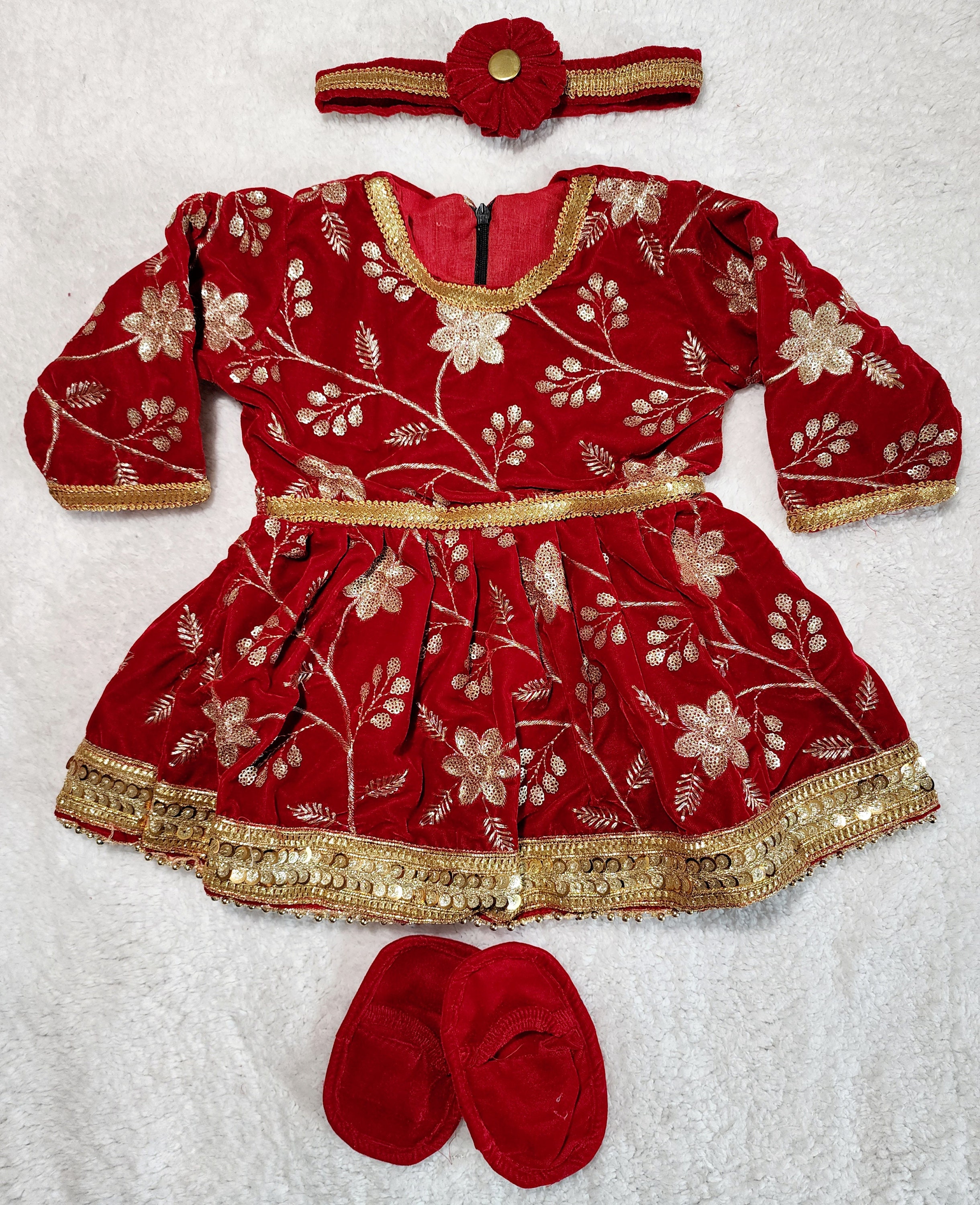 Amazon.com: Pasni Dress for Baby Girl/Annaprasan Outfits/Rice Feeding Set/ Baby Weaning Outfit Red: Clothing, Shoes & Jewelry