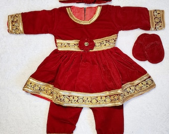 Vestido pasni nepalí para niña / Ceremonia de destete del bebé / Alimentación de arroz / Annaprasan