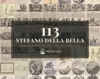 Stefano Della Bella Bundle | 113 Vintage Illustration Prints, Gallery Wall Decor, Printable Fine Art, Instant Download