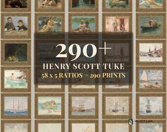 Wandkunst im Küstenstil | 58 Vintage-Drucke von Henry Scott Tuke, druckbare Wandkunst, Sofort-Download