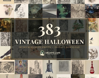 Vintage Halloween Wall Art Bundle | 383 Gothic Prints, Skull Memento Mori, Spooky Dark Academia Decor, Printable Instant Download